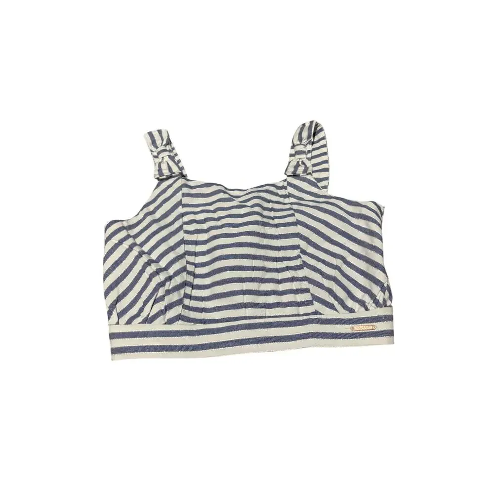 Tahari 8 blue white metalic stripe palazzo pants tank matching set stripe nwot